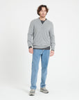 LUKE 10 Cashmere bomber neck cardigan in light grey