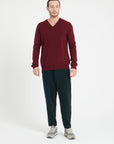 LUKE 11 V-neck cashmere sweater burgundy red