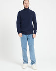 LUKE 15 4-thread cashmere turtleneck sweater navy blue