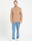 LUKE 15 Camel 4-thread cashmere turtleneck sweater