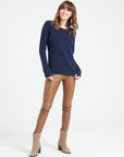 LILLY 18 4-thread cashmere boat-neck sweater navy blue