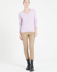 LILLY 27 V-neck cashmere open-weave sweater lilac