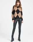 MIA 12 Round-neck cashmere sweater with two-tone jacquard pattern