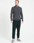 ZACH 2 Charcoal grey cashmere zip-up funnel-neck sweater