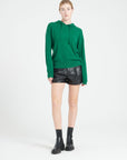 MIA 16 Cashmere hoodie with emerald green chiselled trim