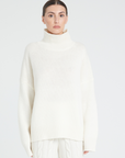 ZAYA 3 10-thread cashmere stand-up collar sweater ecru white