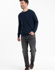 GABI 5 Two-tone cashmere double-round-neck sweater in navy/emerald