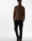 GABI 1 Camel cashmere ribbed trucker sweater