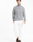 GABI 3 4-thread cashmere twist turtleneck sweater light grey