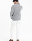 GABI 3 4-thread cashmere twist turtleneck sweater light grey