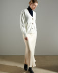 NAMI 1 4-thread cashmere V-neck button-down cardigan ecru white