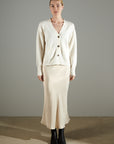 NAMI 1 4-thread cashmere V-neck button-down cardigan ecru white