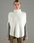 NAMI 10 4-thread cashmere stand-up collar poncho in ecru white