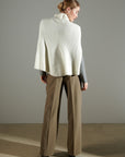 NAMI 10 4-thread cashmere stand-up collar poncho in ecru white