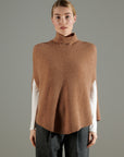 NAMI 10 Camel cashmere 4-thread stand-up collar poncho