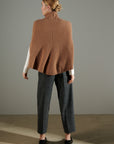 NAMI 10 Camel cashmere 4-thread stand-up collar poncho