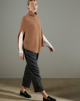 NAMI 10 Camel cashmere 4-thread stand-up collar poncho