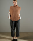 NAMI 10 Camel cashmere 4-thread stand-up collar poncho