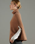 NAMI 10 Camel cashmere 4-thread stand-up collar poncho