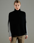 NAMI 10 4-thread cashmere stand-up collar poncho, black