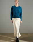 NAMI 21 4-thread cashmere embroidered round-neck sweater CIGALE 3 royal blue