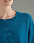 NAMI 21 4-thread cashmere embroidered round-neck sweater CIGALE 3 royal blue