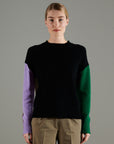 NAMI 3 4-thread cashmere color block round-neck sweater