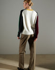 NAMI 3 4-thread cashmere color block round-neck sweater