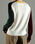 NAMI 3 4-thread cashmere color block round-neck sweater