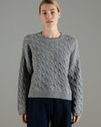 NAMI 5 10-thread cashmere twisted round-neck sweater light grey