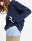 LILLY 25 Round-neck cashmere sweater navy blue