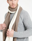 Ecru white cashmere scarf