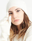 Ecru white cashmere hat