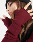 Burgundy red cashmere mittens