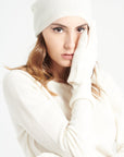 Ecru white 4-thread cashmere gloves