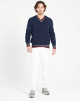 LUKE 1 V-neck cashmere sweater navy blue