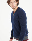 LUKE 1 V-neck cashmere sweater navy blue