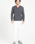 LUKE 1 V-neck cashmere sweater anthracite grey