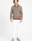 LUKE 1 V-neck cashmere sweater in taupe