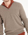 LUKE 1 V-neck cashmere sweater in taupe