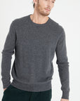 LUKE 2 Round-neck cashmere sweater in anthracite grey