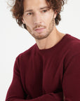 LUKE 2 Round-neck cashmere sweater in burgundy red