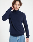 LUKE 3 Cashmere turtleneck sweater navy blue