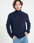 LUKE 3 Cashmere turtleneck sweater navy blue