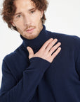 LUKE 3 Cashmere turtleneck sweater navy blue