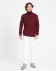 LUKE 3 Cashmere turtleneck sweater in burgundy red