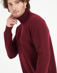 LUKE 3 Cashmere turtleneck sweater in burgundy red