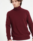 LUKE 3 Cashmere turtleneck sweater in burgundy red