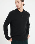 LUKE 5 Long-sleeve polo shirt in black cashmere