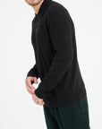 LUKE 5 Long-sleeve polo shirt in black cashmere